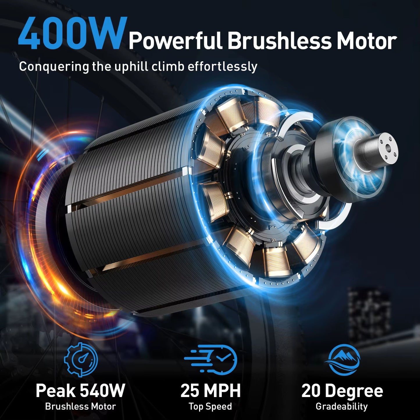 Electric Bike 540W Peak Power Brushless Motor 36V10AH NFC Function 26Inch Tire