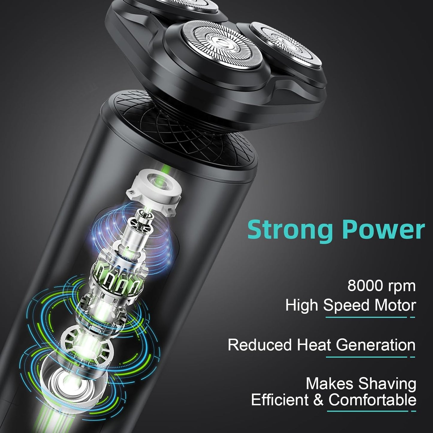 Men'S Electric Razor, Wet & Dry, Cordless, Rechargeable, Rotary Shaver with Sideburns Trimmer, IPX7 Waterproof, LED Display, Ultra Lightweight for Travel