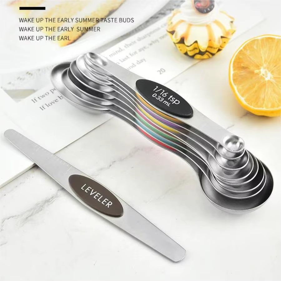 Stainless Steel Magnetic Measuring Spoons Set Heavy Duty Metal Kitchen Gadgets for Baking & Cooking, Fits in Most Kitchen Spice