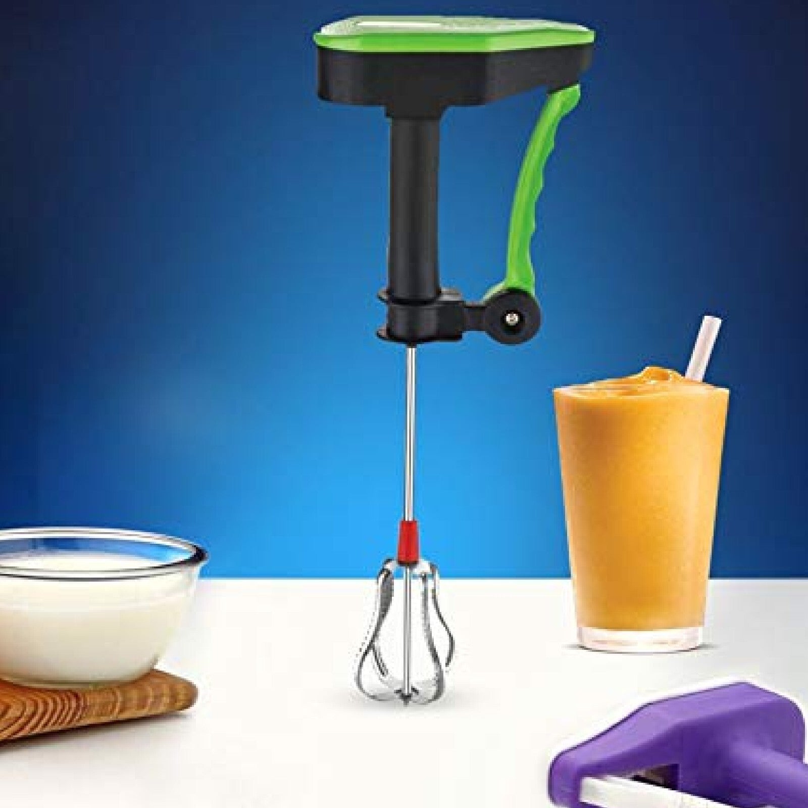 Manual Hand Held Whisk Rotary Egg Beater Whisk Hand Kitchen Mixer Blender Tool