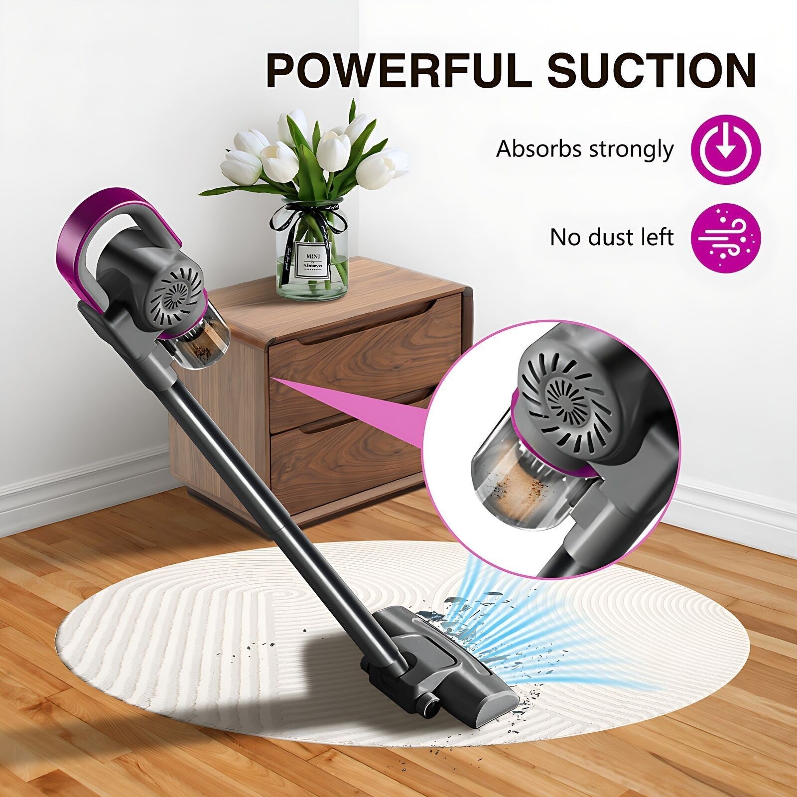 Cordless Vacuum Cleaner Hoover Upright Lightweight Wireless Handheld Bagless Vac