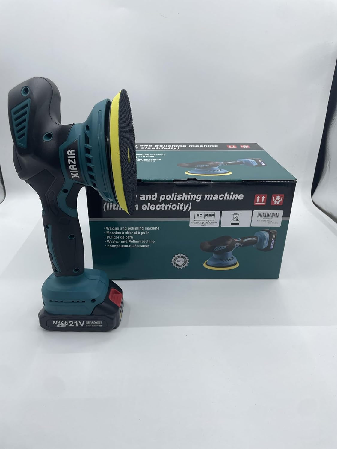 Cordless Buffer Polisher - 6 Inch Car Polisher with 2Pcs 21V 2000Mah Lithium Battery and 13 PCS Attachments, Car Buffer Polisher 6 Variable Speed 5500RPM for Auto Detailing/Polishing/Waxing