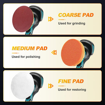 Cordless Buffer Polisher - 6 Inch Car Polisher with 2Pcs 21V 2000Mah Lithium Battery and 13 PCS Attachments, Car Buffer Polisher 6 Variable Speed 5500RPM for Auto Detailing/Polishing/Waxing