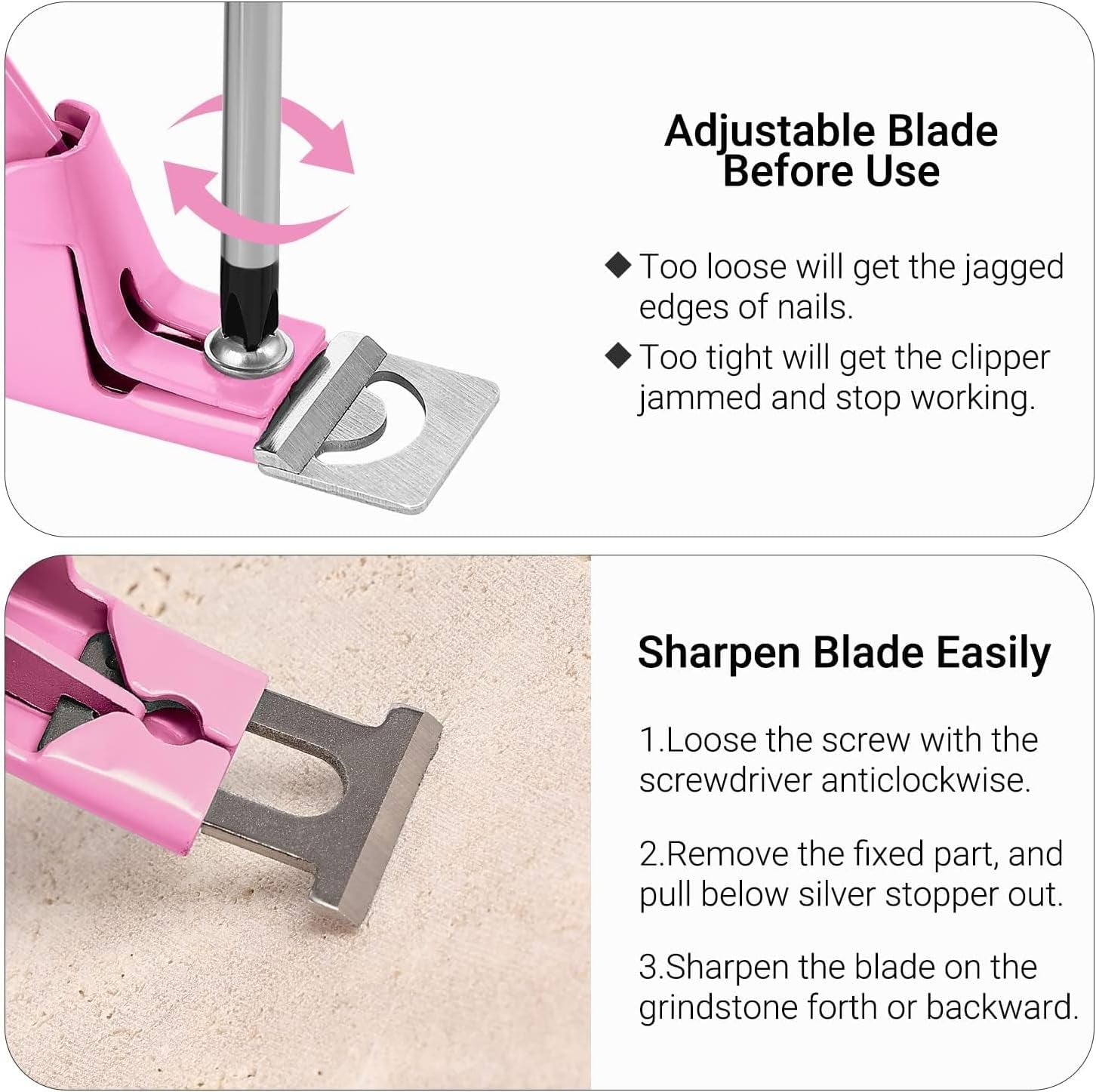 Acrylic Nail Clippers with 15Pcs Magnets Tip Cutters for Fake Gel Nails Sharp Professional Manicure Pedicure with Length Measurement Trimmer Nail Care Tools (Pink)