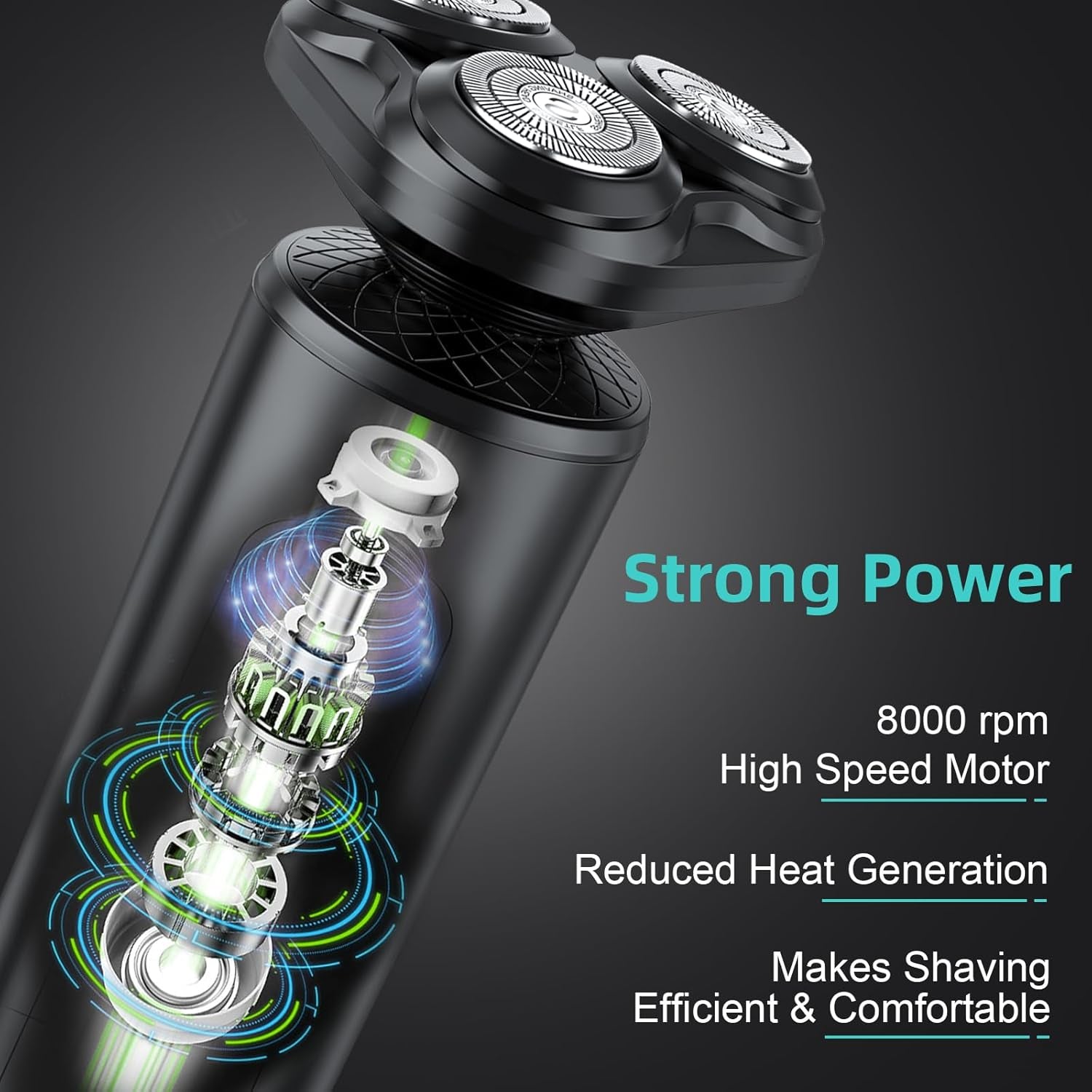 Men'S Electric Razor, Wet & Dry, Cordless, Rechargeable, Rotary Shaver with Sideburns Trimmer, IPX7 Waterproof, LED Display, Ultra Lightweight for Travel