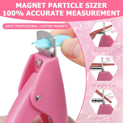 Acrylic Nail Cutter and Clippers for Gel Nails with 10 Magnets, 2 Rubbing Strips and 1 Steel Cone (Pink)