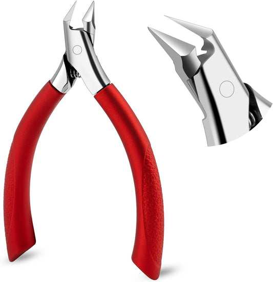Toenail Clippers for Ingrown Toenail, Stainless Steel Professional Ergonomic Straight Blade Nail Clippers for Thick Nails Dead Skin Calluses (Red)