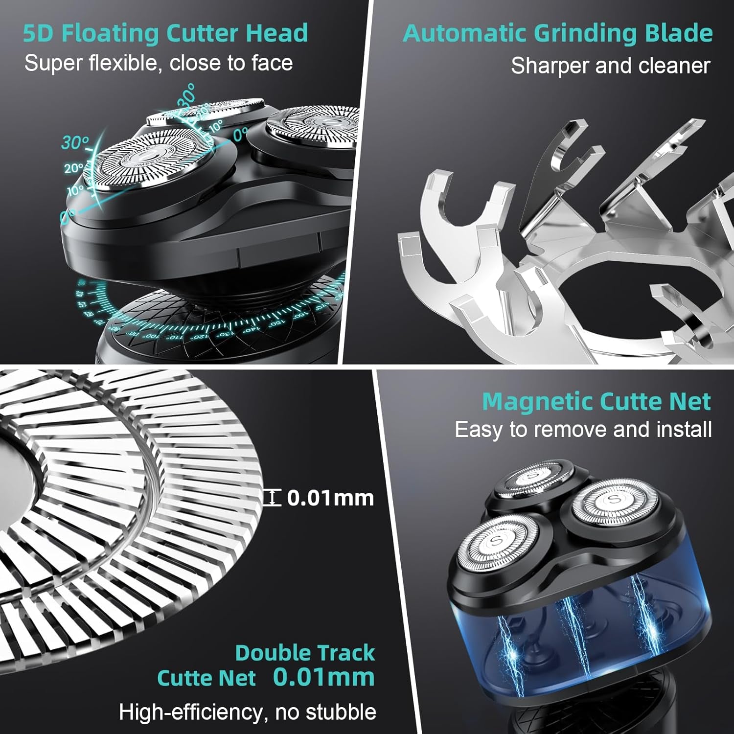Men'S Electric Razor, Wet & Dry, Cordless, Rechargeable, Rotary Shaver with Sideburns Trimmer, IPX7 Waterproof, LED Display, Ultra Lightweight for Travel