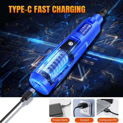 Cordless Rotary Tool Rechargeable with 1.5 Ah Li-Ion Battery, for Sanding, Polishing, Drilling, Etching, Engraving, DIY Crafts