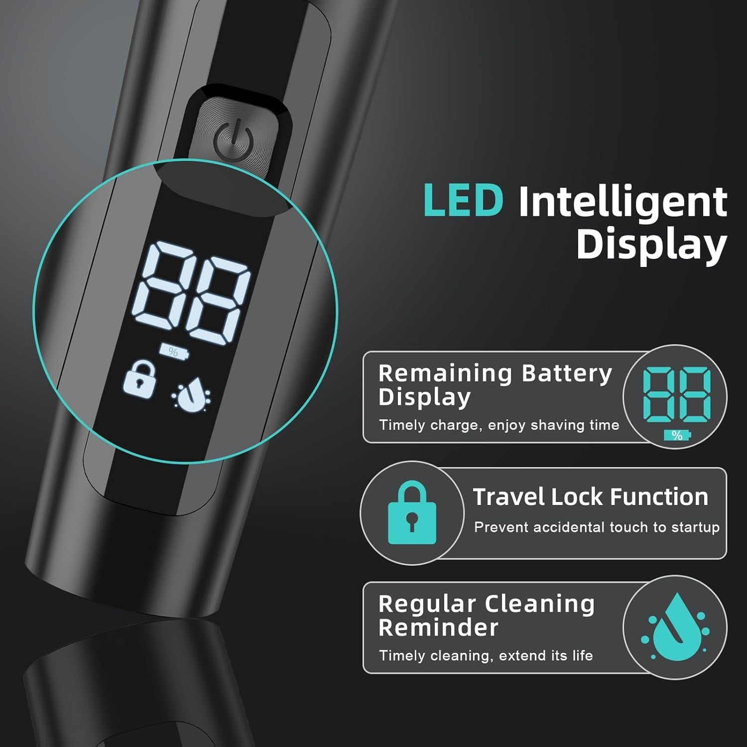 Men'S Electric Razor, Wet & Dry, Cordless, Rechargeable, Rotary Shaver with Sideburns Trimmer, IPX7 Waterproof, LED Display, Ultra Lightweight for Travel