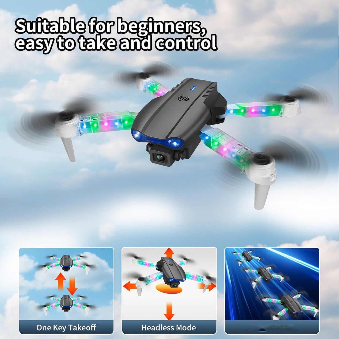 Drones with Dual Camera Foldable Drone RC Drone Quadcopter Beginners Kids Drone