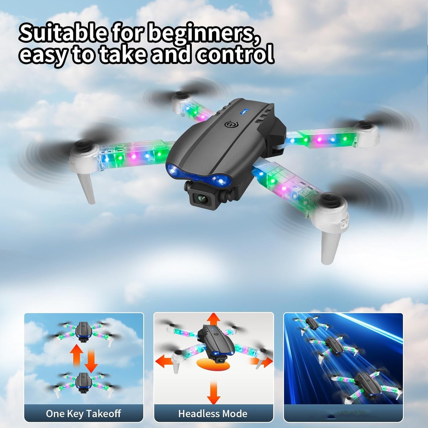 Drones with Dual Camera Foldable Drone RC Drone Quadcopter Beginners Kids Drone