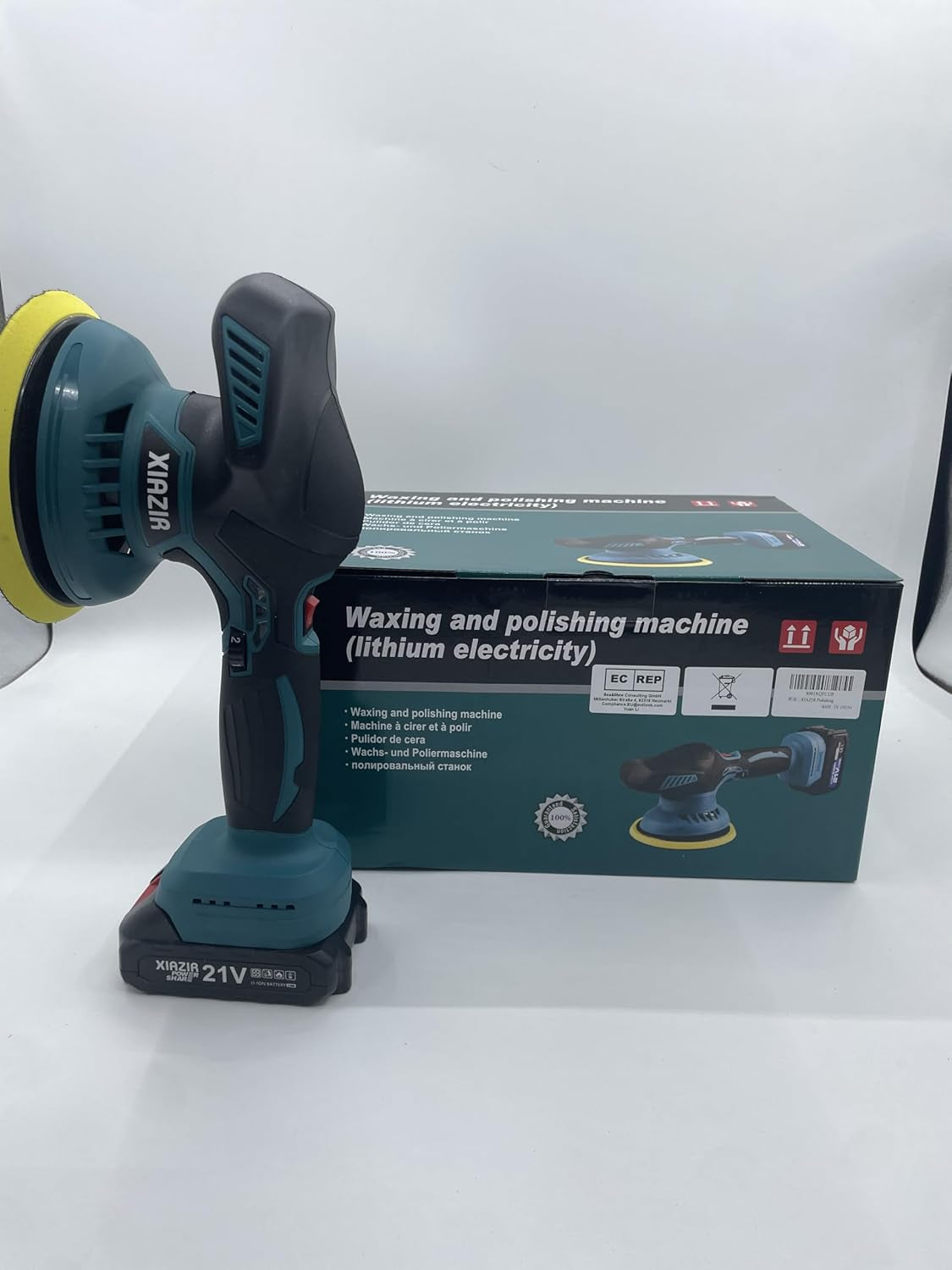 Cordless Buffer Polisher - 6 Inch Car Polisher with 2Pcs 21V 2000Mah Lithium Battery and 13 PCS Attachments, Car Buffer Polisher 6 Variable Speed 5500RPM for Auto Detailing/Polishing/Waxing