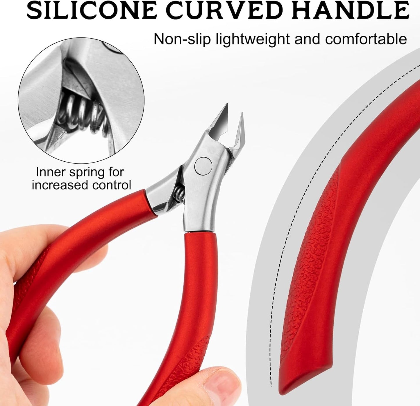 Toenail Clippers for Ingrown Toenail, Stainless Steel Professional Ergonomic Straight Blade Nail Clippers for Thick Nails Dead Skin Calluses (Red)